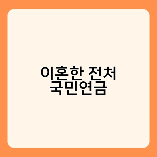 이혼한 전처 국민연금 2