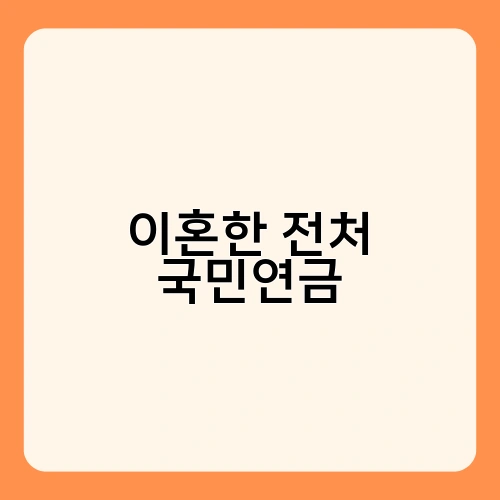 이혼한 전처 국민연금