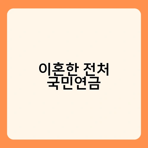 이혼한 전처 국민연금 1