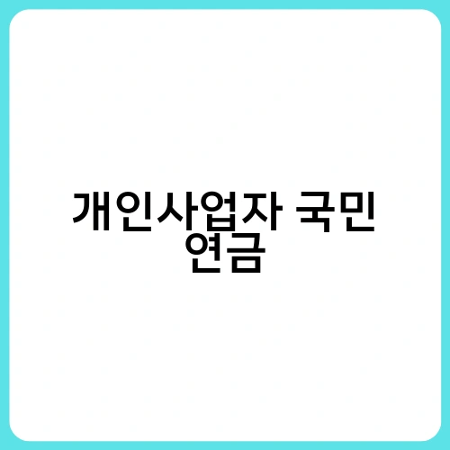 개인사업자 국민 연금