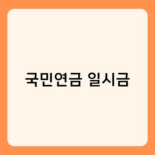 국민연금 일시금