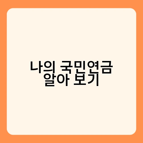 나의 국민연금 알아 보기