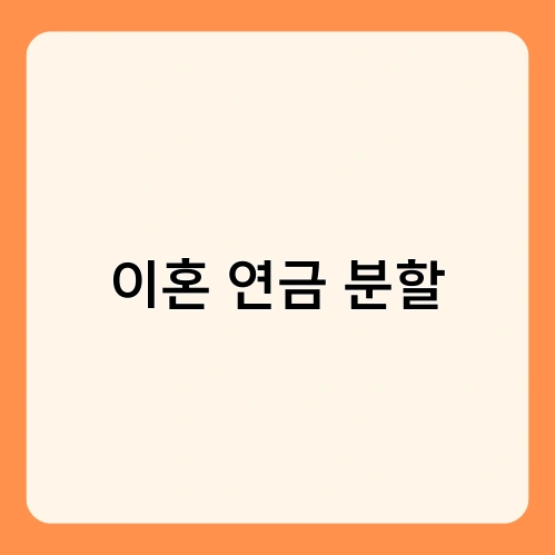 이혼 연금 분할 3